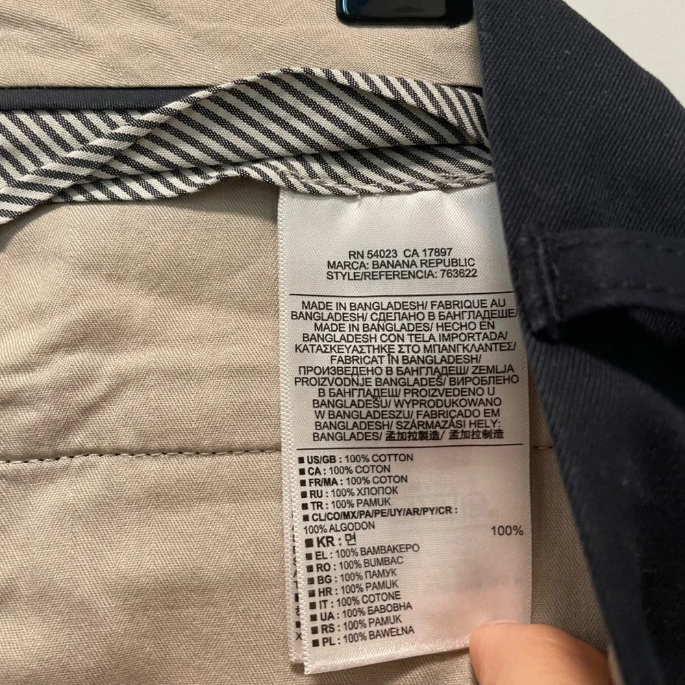 Banana Republic Dawson Chino Men 33x30 Relaxed Fit Navy Blue Cotton Pants 763622